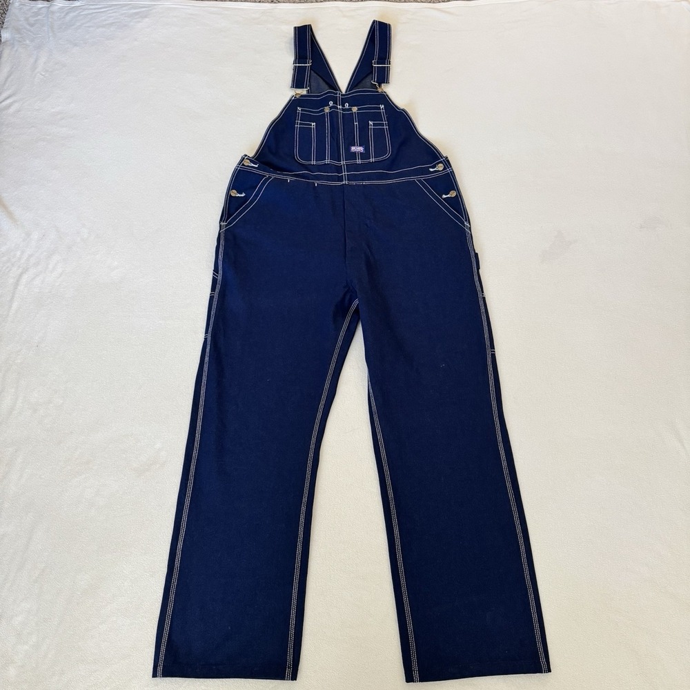 Big‎ Smith Denim Overalls 42x32 Carpenter Workwear Dark Wash EUC Clean
